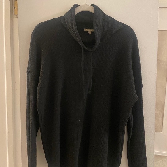 Lilla P Black Waffle Knit Sweater Cowl Neck, L - Picture 1 of 4